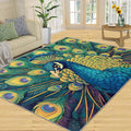 Peacock Rug 5x8-5x8 Rug, Wonderful Peacock Area Rugs for Bedroom, Teal Turquoise Rugs for Living Room, Modern Style Washable Mat, Malachite Green Feather Carpet - Peafowl Home Decor & Gifts