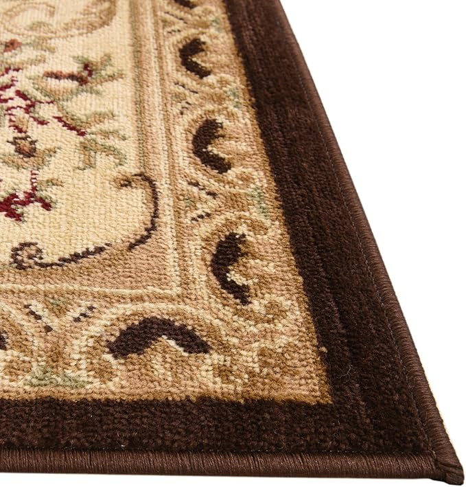 Rugs.com Chateau Collection Rug – 10 Ft Runner Brown Medium Rug Perfect for Hallways, Entryways