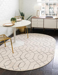 Unique Loom Glam Collection Area Rug - Trellis (4' 1" x 6' 1" Oval, White Silver/ Silver)