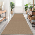 Braided Runner Rug 2.6x10 Ft Washable Runners for Hallways Non Slip Kitchen Runner Rug Cotton Long Entryway Runner Indoor, Woven Carpet for Hall Kitchen Entryway, Orange/Tan/Brown