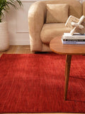 Hand Knotted Loom Wool ECO-Friendly Area Rugs - 10'x10', Square, Red Color, Solid Plain Design, High Pile Thick Handmade Anti Skid Area Rugs for Living Room, Bed Room (L00111)