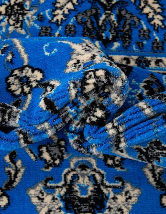 Unique Loom Sialk Hill Collection Area Rug - Washington (6' x 9' Rectangle Dark Blue/Black)