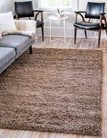 Unique Loom Solid Shag Collection Area Rug (6' 1" x 9' Rectangle, Sandy Brown)