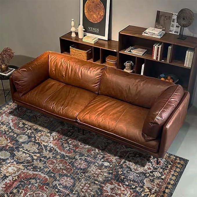 RUGSURE Washable Area Rugs - Perfect for Living Room, Bedroom, Kids Room, Nursery - Stain & Water Resistant Non-Slip, Pet & Child Friendly, Vintage Tribal Area Rugs (Rust, 8' x 10')