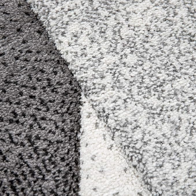 Paco Home Modern Area Rug Bordered with Geometric Pattern Turquoise Grey with Contour Cut, Size: 2'8" x 9'10"