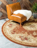 Rugs.com Chateau Collection Rug – 6 Ft Round Brick Red Medium Rug Perfect for Kitchens, Dining Rooms