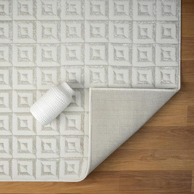LUXE WEAVERS Geometric Greek Pattern Area Rug, Cream, 5'X7'
