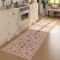 Vintage Medallion Floral Kitchen Runner 2x6, Machine Washable Rug, Soft Low Pile, Non-Slip Carpet for Hallways, Laundry, Bedroom, Bathroom, Entryway | Pink