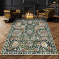 RUGSURE Washable Area Rugs - Perfect for Living Room, Bedroom, Kids Room, Nursery - Stain & Water Resistant Non-Slip, Pet & Child Friendly, Vintage Tribal Area Rugs (Green, 5' x 7')