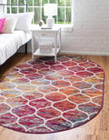 Rugs.com Lattice Frieze Collection Rug – 7' x 10' Oval Multi Medium Rug Perfect for Living Rooms, Large Dining Rooms, Open Floorplans