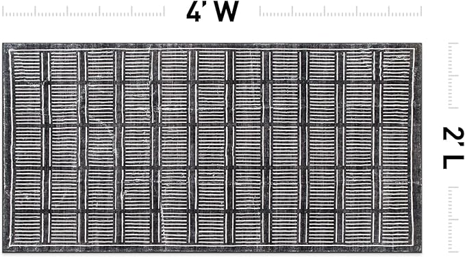Rugshop Bohemian Stripe Lines Washable Non Slip Area Rug 2' x 4' Black