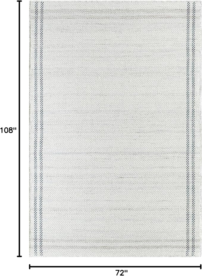 Mark&Day Wool Rugs, 6x9 Janmichael Solid and Border Gray/Ivory Area Rug, Grey Ivory Black Carpet for Living Room, Bedroom or Kitchen (6' x 9')