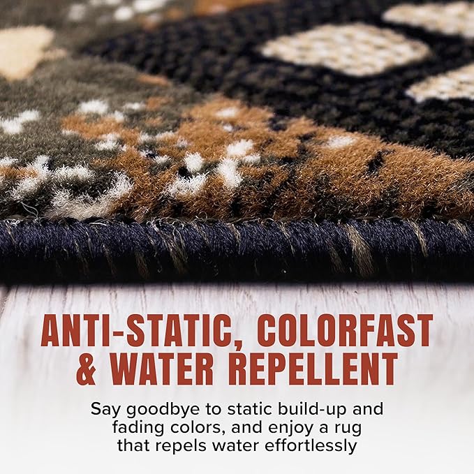 YHSF South West Native American Area Rug C318 - Easy Clean, Thick, Soft, Durable Native Tribal American Indian Inspired Rug for Bedroom/Living Room and More - Blue-Brown, 2 Feet x 7 Feet