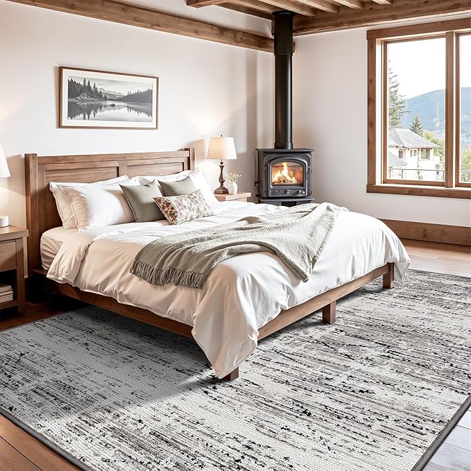 LUMI Washable Area Rug 8x10 for Living Room, Ultra Soft Stain Resistant Carpet with Non Slip Rubber Backing, Non-Shedding Low Pile Rugs for Bedroom, Dining Room, Indoor, Office