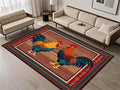 Rustic Rooster Area Rug，5x6ft,The Colorful Rooster Rug in A Farmhouse Style Adds Natural Vitality to Your Home，Soft and Comfortable Easy to Clean Carpet Suitable for Living Room Bedroom Kitchen