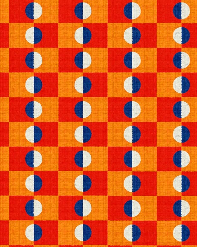 Modern Checkerboard Area Rug with Orange and Red Pattern Vibrant Non Slip Washable 2x3 Rugs for Living Room Dining Room Bedroom Home Office Playroom Large Indoor Carpet Durable Bathmat