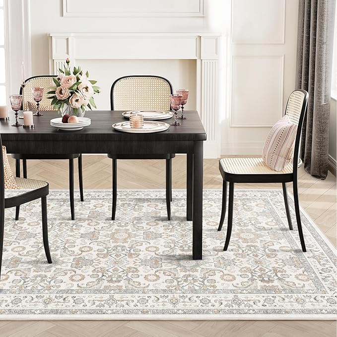 WITSHOCK Living Room Area Rugs 5x8: Soft Non-Slip Backing Washable Rugs Vintage Large Carpet for Bedroom Office Dining Room Kitchen Stain Resistant Home Decor Rug