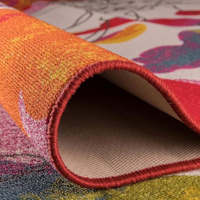 Rugshop Multi Bright Flowers Non Slip Non-Shedding Runner Rug for Hallway, Corridor and Kitchen, 2'7" x 12'