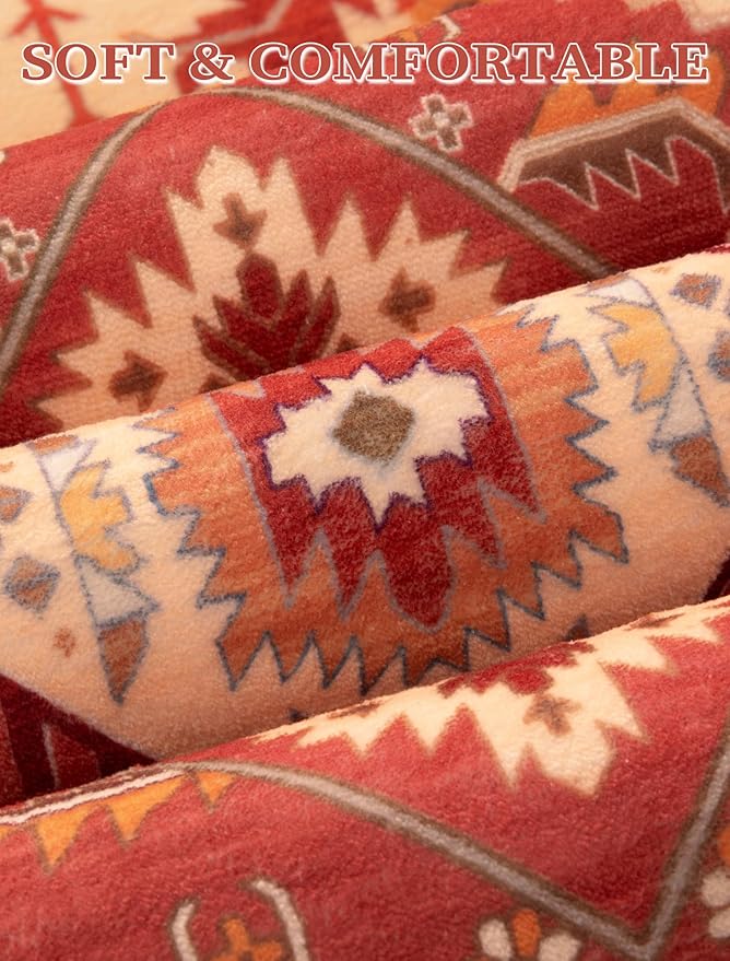 SERISSA Runner Rug for Hallways, 2'6"x10' Washable Non Slip Kitchen Runner Rug, Long Boho Rug Vintage Red Beige Hallway Stair Ultra Soft Print Floor Carpet for Bedroom Bathroom Laundry Room