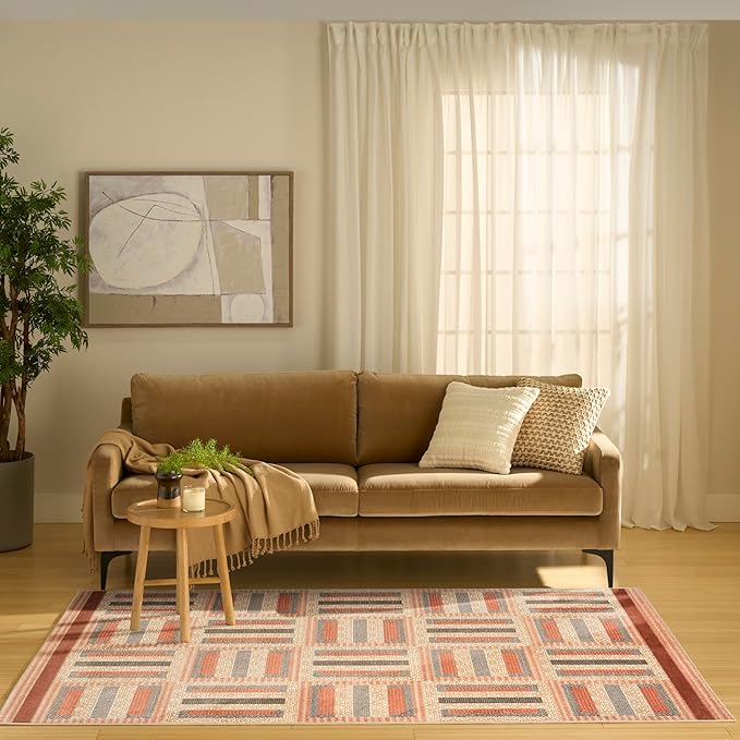 Nourison Home Nordic Multicolor 4' x 6' Area Rug - Easy Clean, Non Shedding, Bed Room, Living Room, Dining Room, Kitchen (4' x 6')