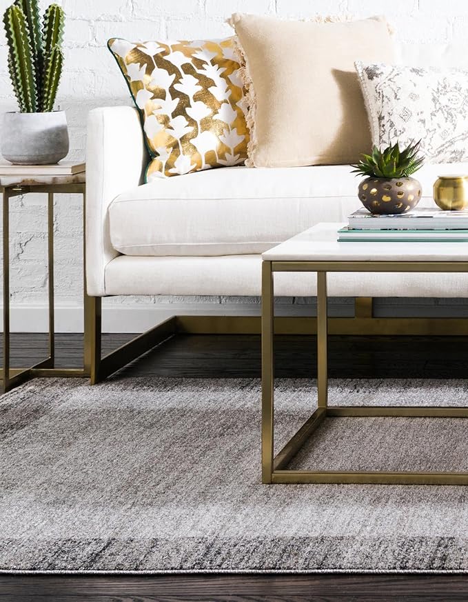 Rugs.com Angelica Collection Rug – 7' x 10' Light Gray Medium Rug Perfect for Bedrooms, Dining Rooms, Living Rooms