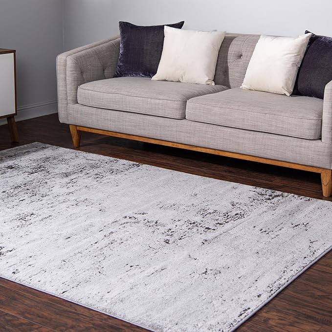 Rugs.com Leipzig Collection Rug – 10x13 Gray Low-Pile Rug Perfect for Living Rooms, Large Dining Rooms, Open Floorplans