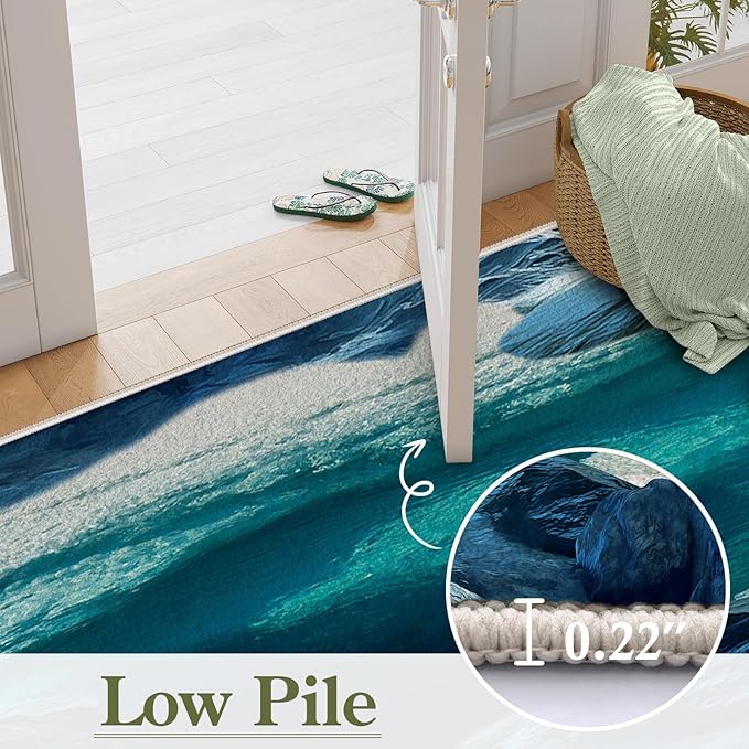 Blue Cave 3D Rugs for Bedroom, 6x8ft, Illusion Natural Landscape Blue Water Pool Entryway Rug, Rubber Backed Non Skid Low Pile Carpet，Foldable Soft No Crease Mats for Sofa Indoor