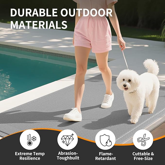 Front Door Mat 31''x47'', Drainage Heavy Duty Dirt Trapping Non-Slip Doormats, Outdoor Rubber Floor Mats, Restaurant Commercial Kitchen Industral Pool Entrance Bar Wet Area, Grey