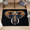 Indian Gods Rugs for Bedroom - 4x5 Area Rug - Ganesha Rugs for Living Room, Abstract 3D Ganesha Rug, Non-Slip Washable Home Decor Carpet