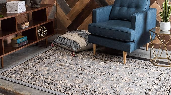 Unique Loom Sialk Hill Collection Area Rug - Washington (8' x 10' Rectangle Gray/Black)