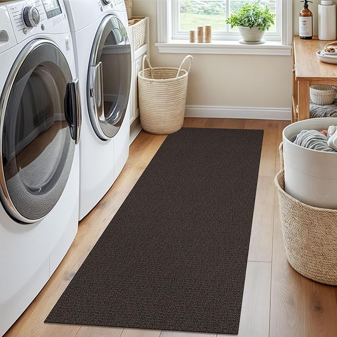 EARTHALL Washable Runner Rug 2x5 Ft Non Slip Runners for Hallways Cotton Rubber Backed Kitchen Runner Braided Indoor Floor Carpet Runners for Entryway, Hallway, Kitchen, Bedroom, Taupe/Coffee