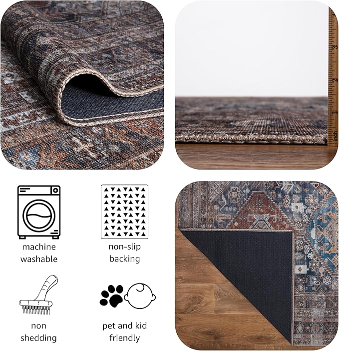 Keen Home Design 2x3 Rug - Machine Washable Entry Rug with Non-Slip Backing, Ideal for Enteryway, Kitchen, Bathroom, Laundry Room - Vintage, Easy Clean, Durable, Low Pile - (2' x 3')
