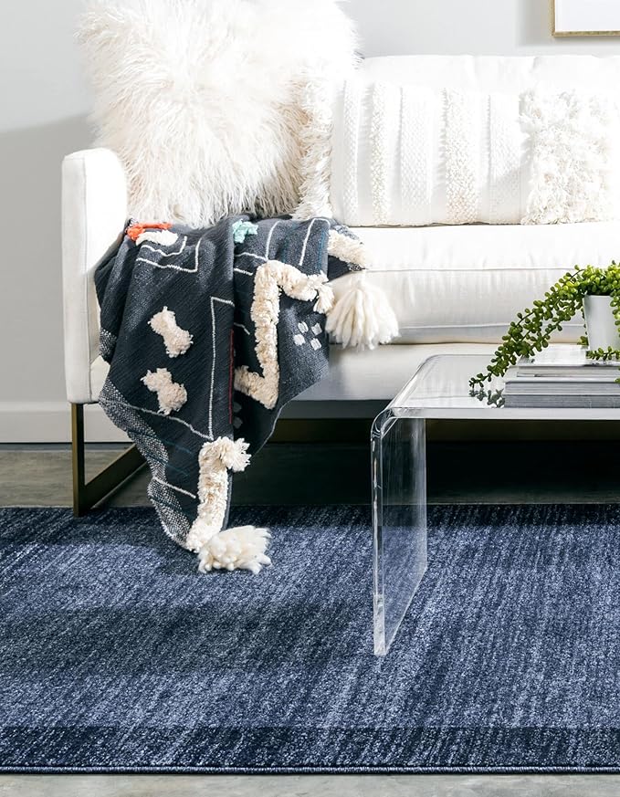 Rugs.com Angelica Collection Rug – 10' x 13' Navy Blue Medium Rug Perfect for Living Rooms, Large Dining Rooms, Open Floorplans
