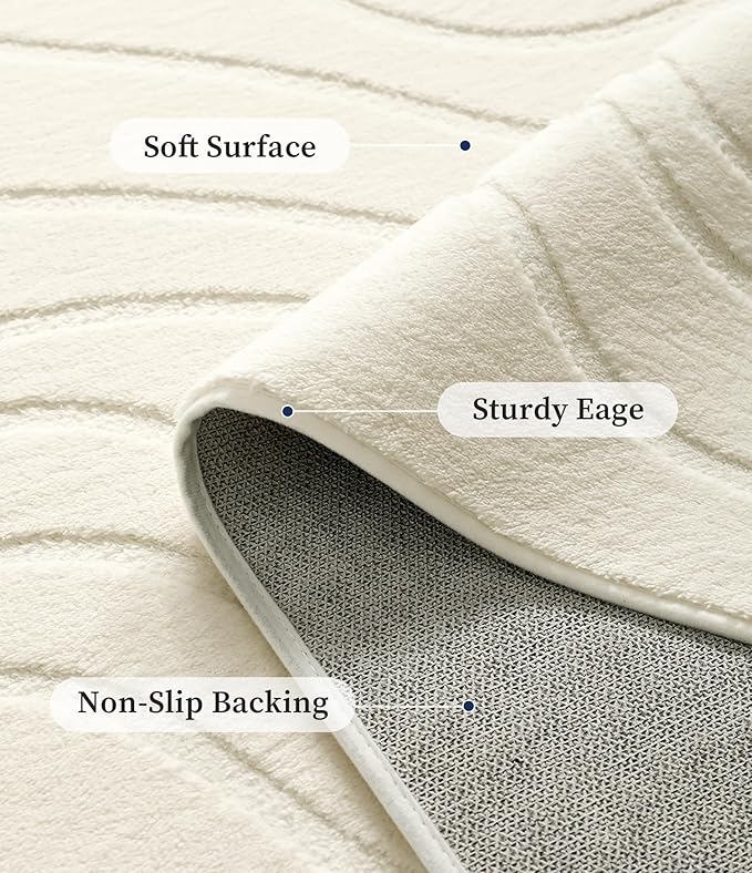 YIHOUSE 6x9 Abstract Line Area Rug, Modern Washable Stain Resistant Rugs Non Slip, Soft Indoor Floor Carpet for Living Room, Bedroom,Dining Room, White