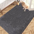 PURRUGS Easy Care Area Rug 4ft x 6ft, Non-Slip Machine Washable Entryway Rug, Dog Door Mat, Stain Resistant Accent Rug for Hallway, Living Room, Bedroom and Mudroom, Light Grey-Dark Grey