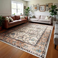 Area Rug for Living Room, 9x12 Machine Washable Non Slip Large Faux Wool Throw Rug, 0.3″ Low Pile & Non-Shedding Boho Large Carpet Rugs for for Dining Room, Bedroom, Office (Khaki)