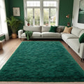 Zentavio Emerald Green Rugs for Bedroom 6x9 Dark Green Area Rugs for Living Room Fluffy Fake Grass Large Carpet for Kids Room Playroom Furry Shag Aesthetic Soft High Pile Washable Home Decor