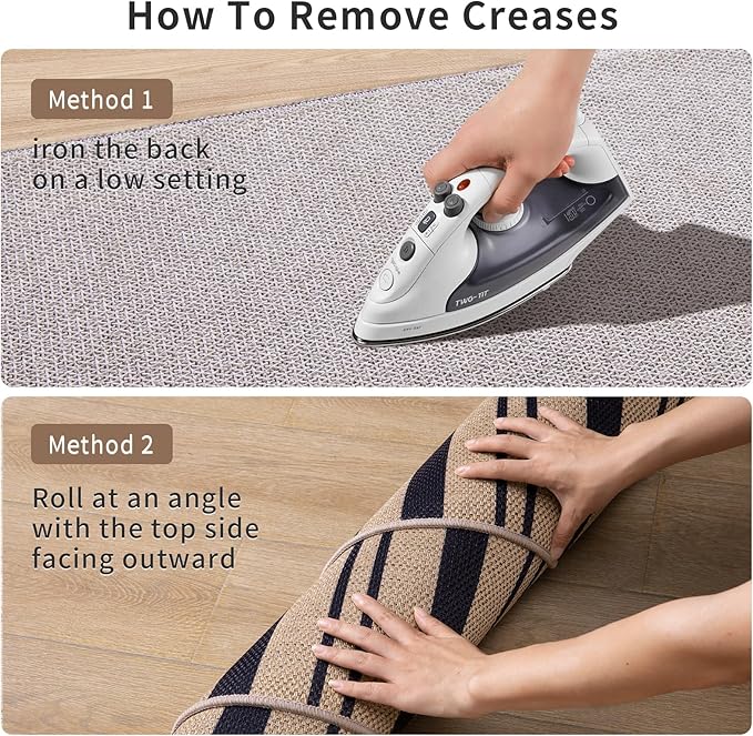 Tangsoo Stripe Easy Jute Rug,Ultra Thin 2x3 Outdoor Rug for Entryway,Non-Slip Washable Small Rug Modern Front Door Mat Throw Carpet for Kitchen Bedroom Porch Doorway