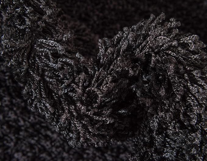 Unique Loom Solid Shag Collection Area Rug (7' 1" x 10' Rectangle, Jet Black)