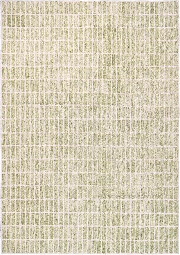 Hand-Tufted 100% Wool Area Rug – Unique Modern Geometric Grid Pattern, Soft Plush Textured Carpet for Living Room, Bedroom, Dining Room & Entryway (Light Green, 9' x 9' sq)