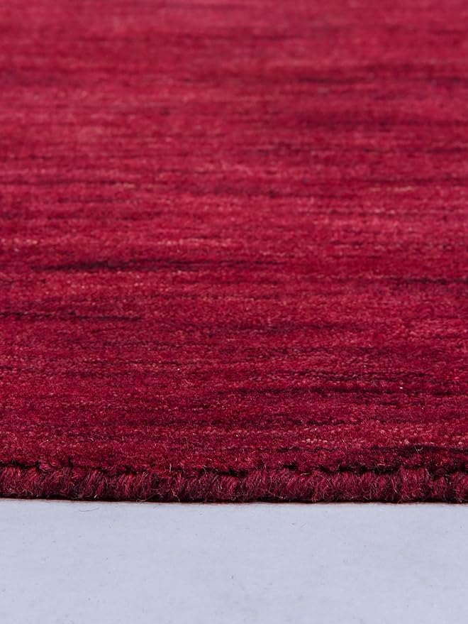 Hand Knotted Loom Wool ECO-Friendly Area Rugs - 10'x10', Square, Dark Red Color, Solid Plain Design, High Pile Handmade Anti Skid Area Rugs for Living Room, Bed Room (L00111)