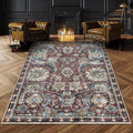 RUGSURE Washable Area Rugs - Perfect for Living Room, Bedroom, Kids Room, Nursery - Stain & Water Resistant Non-Slip, Pet & Child Friendly, Vintage Tribal Area Rugs (Rust and Blue, 6' x 9')