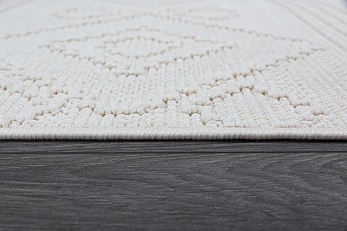 Beverly Rug Micro Loop Area Rug White 6x9 Modern Luxury Soft Boho Geometric Durable Indoor Area Rugs for Living Dining Room Office Stain Resistant Non Shedding Casual Indoor Carpet White 6 x 9
