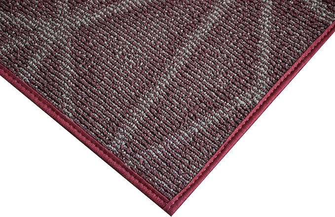 Furnish my Place Geometrical Pattern Indoor/Outdoor Refine Burgundy Abstract Area Rug, Doorway Mat, Contemporary Rug for Living Room, Entryway, Made in USA - 2' x 3' Oval