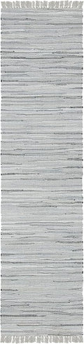 SAFAVIEH Rag Rug Collection Runner Rug - 2'3" x 20', Grey, Handmade Boho Stripe Cotton, Ideal for High Traffic Areas in Living Room, Bedroom (RAR121A)