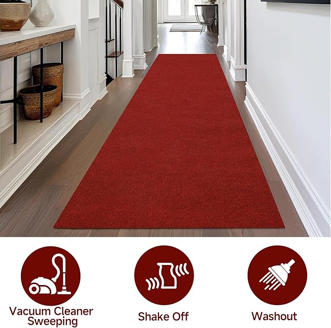 jxgzyy Red Commercial Outdoor Mat 2'11" x 4'11", Non Slip Front Door Mat Outside Entrance, Heavy Duty Waterproof Floor Mat for Porch, Home, Patio, Garage, Entryway