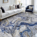 4x6 Washable Area Rugs for Living Room, Blue Modern Abstract Rug Entryway Kitchen Non Slip Throw Rug, Stain Resistant Carpet for Dining Room Playroom Bedroom, Pet & Kids Friendly
