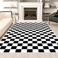 Checkered Rug 4x6 Rugs for Living Room Modern Minimalist Washable Black and White Checkered Non-Slip Large Rug for Office Playroom (Black and White, 4x6ft)