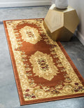 Rugs.com Chateau Collection Rug – 10 Ft Runner Brick Red Medium Rug Perfect for Hallways, Entryways