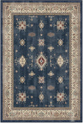 RUGGABLE Washable Vintage Area Rug – Verena Sapphire 4x6, Stain-Resistant, Non-Slip – Medium Machine Washable Rugs for Living Room, Bedroom, Hallway, Entryway & Office–with Cushioned Pad